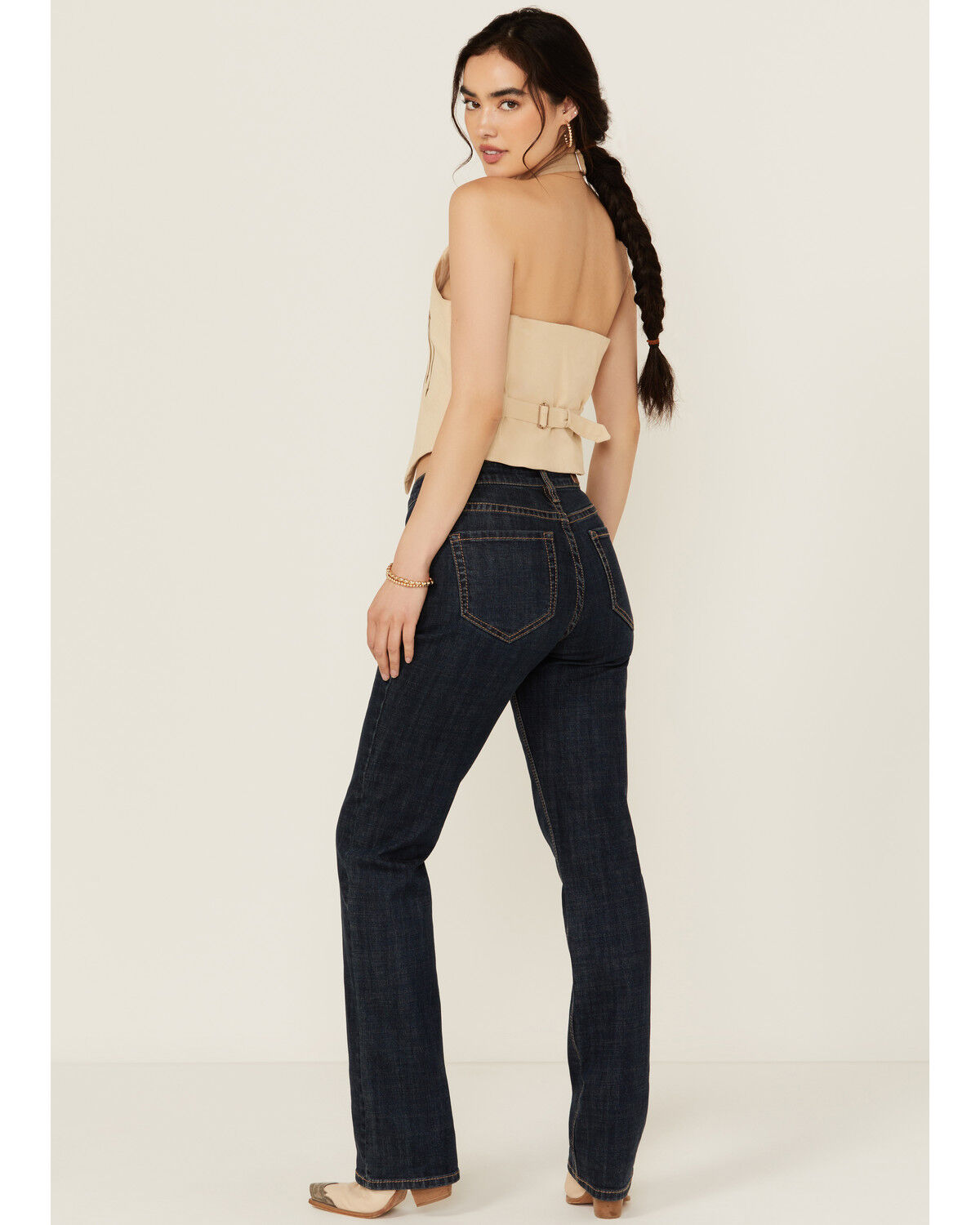Image #3 - Rock & Roll Denim Women's Dark Wash High Rise Western Yoke Modest Bootcut Stretch Denim Jeans, Dark Wash, hi-res