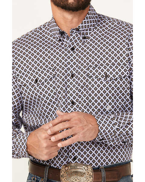 Image #3 - Roper Men's Amarillo Geo Print Long Sleeve Button-Down Western Shirt, Black, hi-res