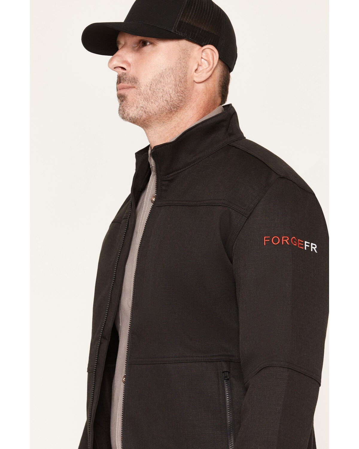 Image #2 - Forge Workwear Men's FR Ripstop Softshell Jacket, Black, hi-res