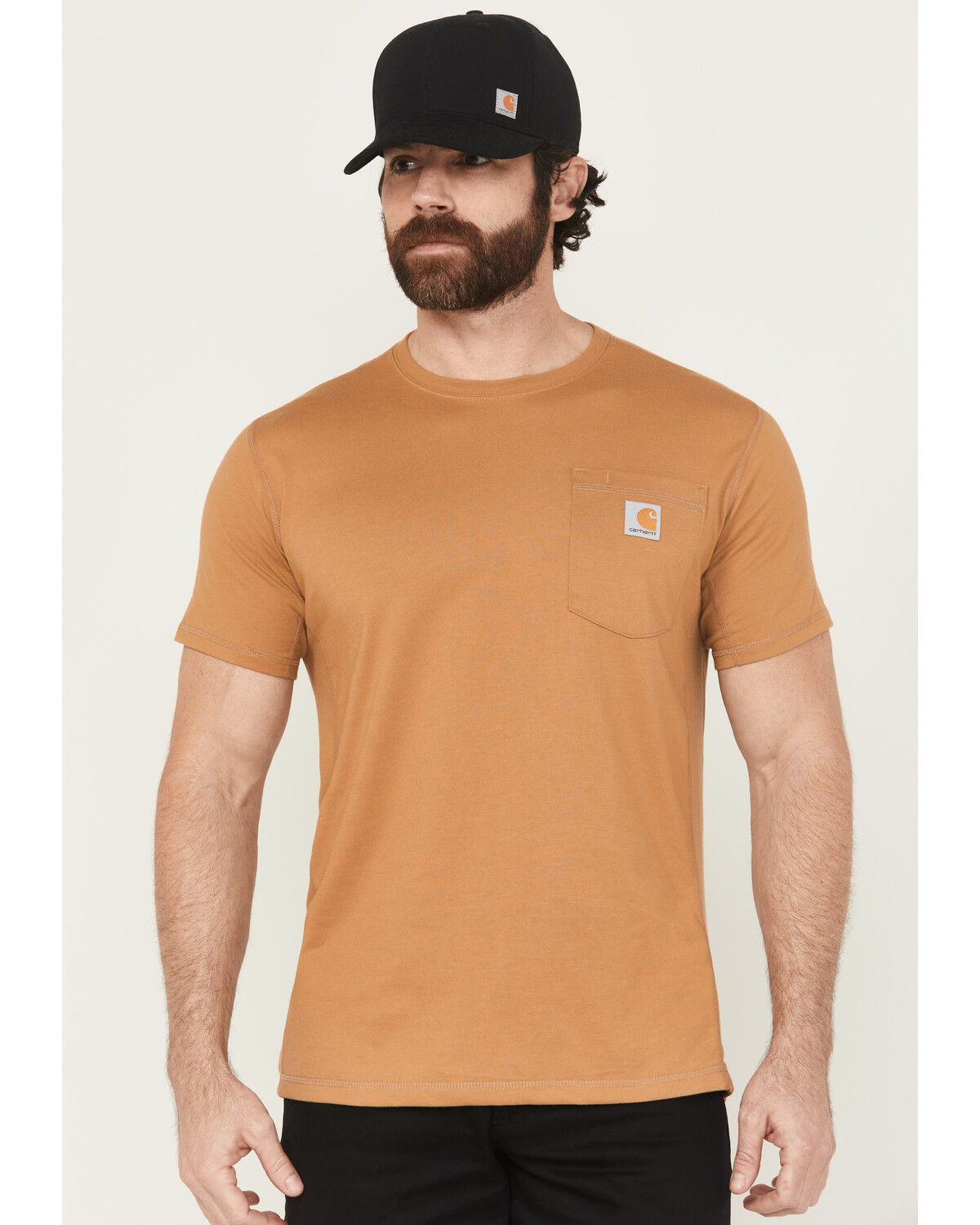 Image #1 - Carhartt Men's Force Relaxed Fit Short Sleeve Pocket T-Shirt, Cream, hi-res