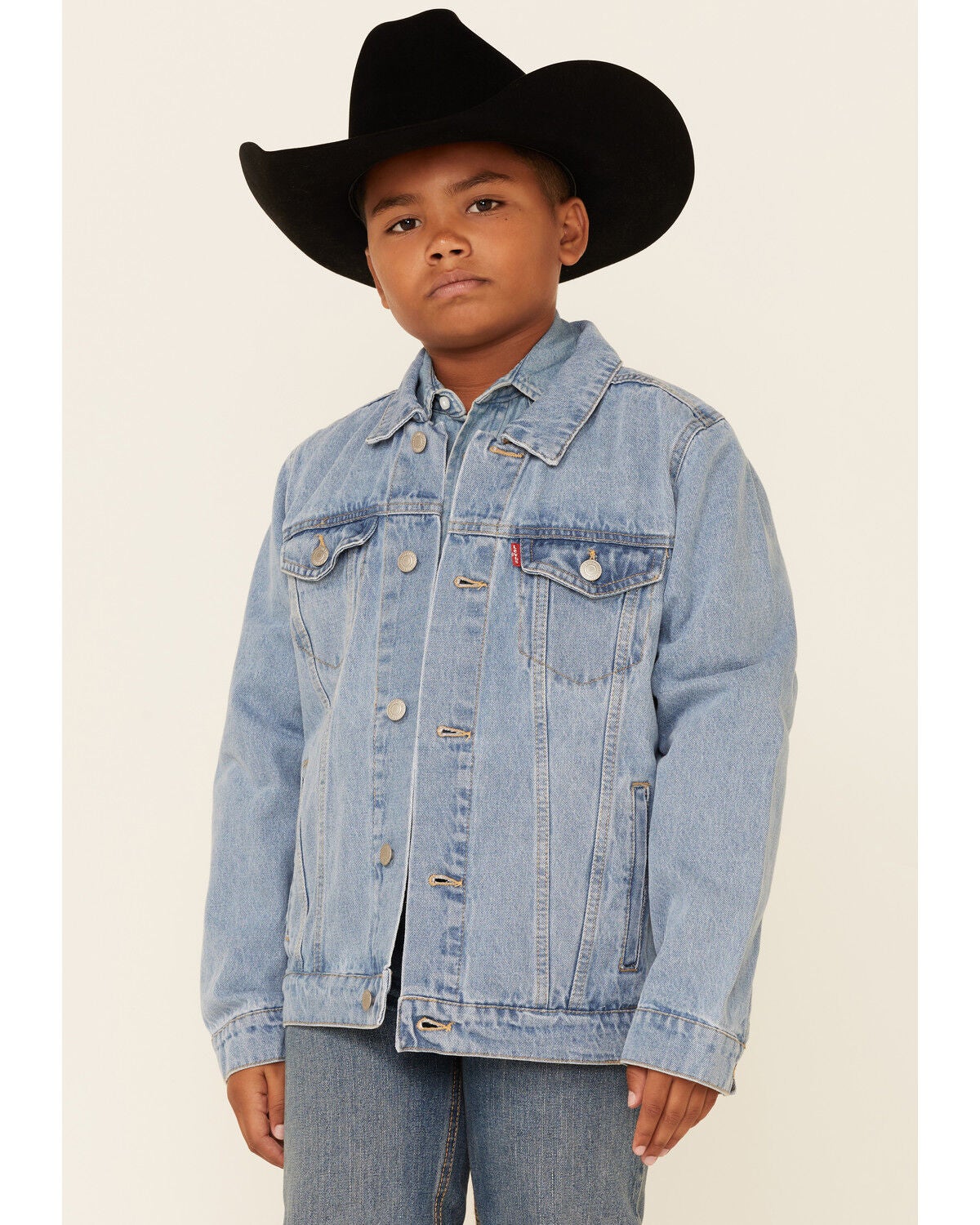 Image #1 - Levi's Boys' Light Wash Denim Button Down Trucker Jacket, , hi-res
