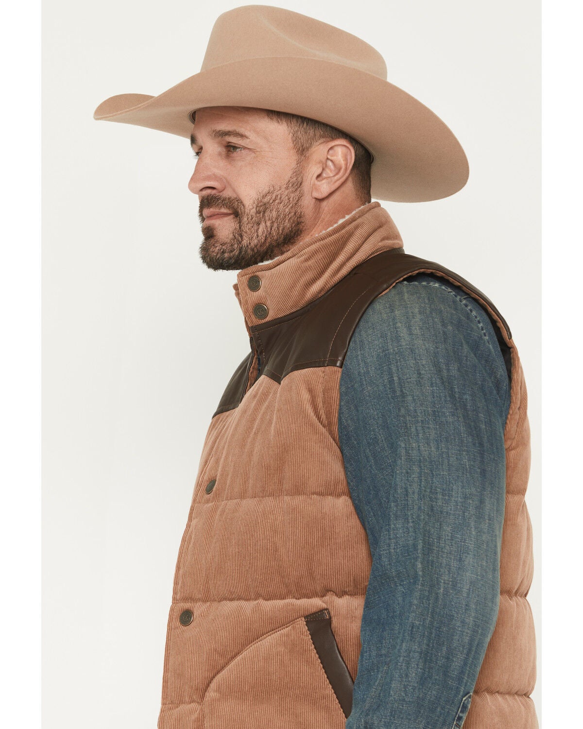Image #2 - Cody James Men's Lonoke Corduroy Puffer Vest - Tall, Tan, hi-res