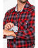 Rock & Roll Denim Men's Yarn Dye Satin Plaid Long Sleeve Western Shirt , Red, hi-res