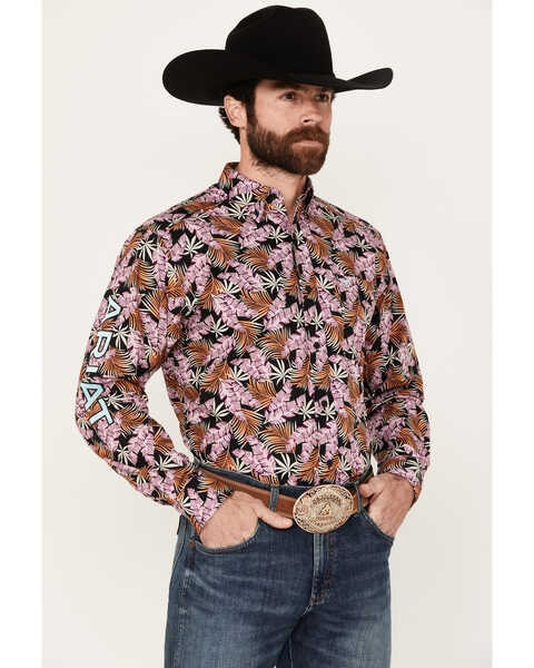 Ariat Men's Team Patterson Floral Print Classic Fit Embroidered Logo Long Sleeve Button-Down Western Shirt, Multi, hi-res