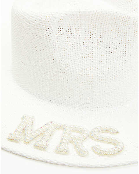 Nikki Beach Women's White Mrs. Straw Fedora Hat, White, hi-res