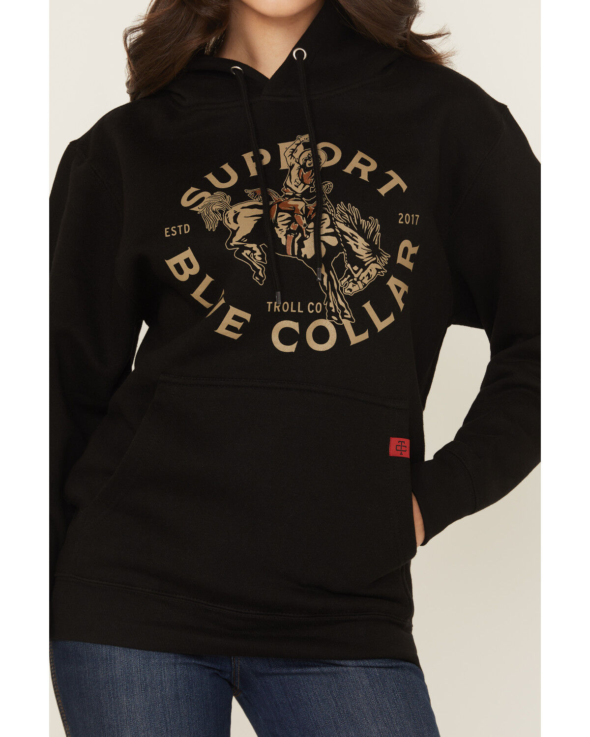 Image #3 - Troll Co Women's Rodeo Graphic Hoodie, Black, hi-res