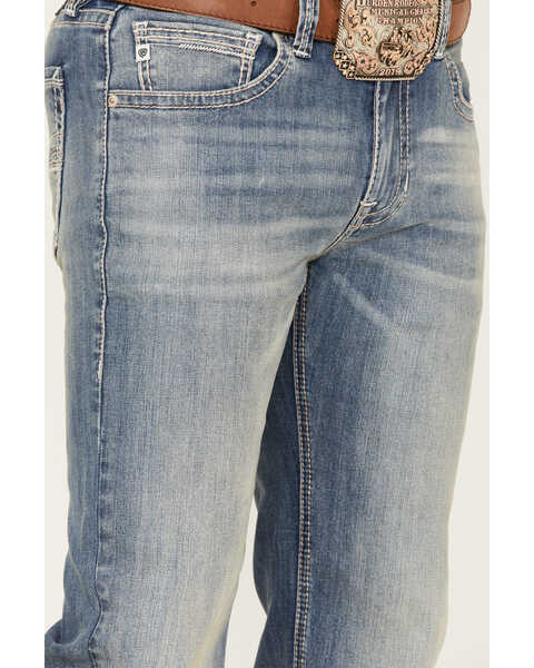 Image #4 - Rock & Roll Denim Men's Slim Fit Straight Rope Stitch Pocket Bootcut Jeans, Light Wash, hi-res