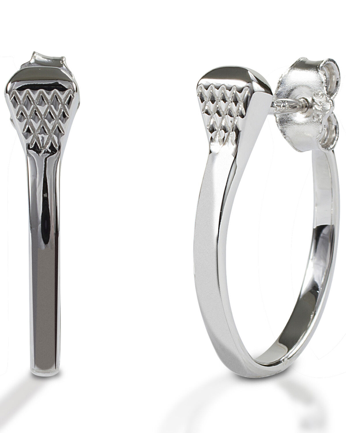 Image #1 - Kelly Herd Women's Post Back Nail Hoop Earrings, Silver, hi-res