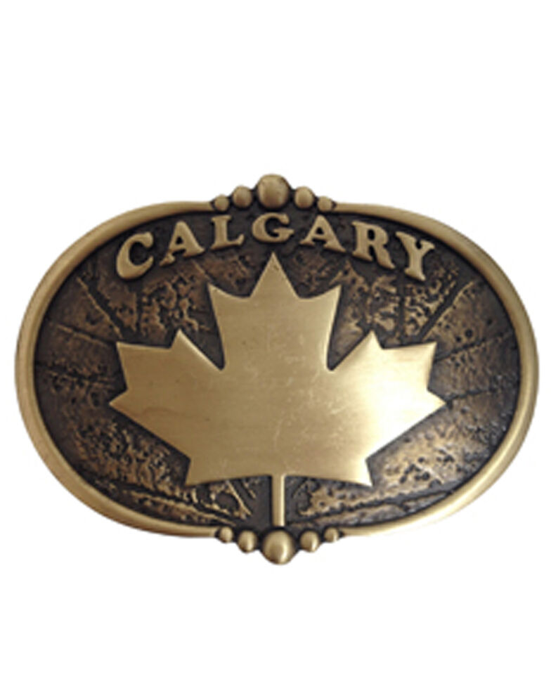 AndWest Vintage Bronze Calgary Maple Leaf Belt Buckle, Brass, hi-res