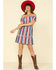 Image #3 - Rock & Roll Denim Women's Stripe Off The Shoulder Mini Dress, Red/white/blue, hi-res