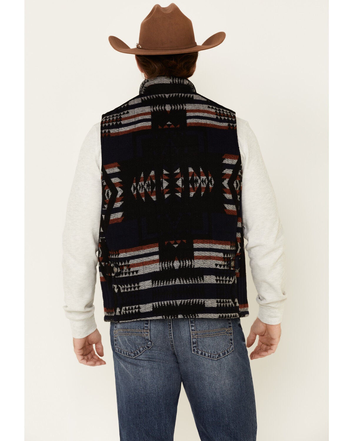 Image #4 - Cripple Creek Men's Black Navajo Blanket Wool Melton Vest , , hi-res