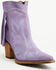 Image #1 - Dingo Women's Wild Sage Suede Fringe Western Booties - Round Toe, Purple, hi-res