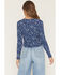 Image #4 - Wild Moss Women's Conversational Print Long Sleeve Thermal Shirt, Navy, hi-res