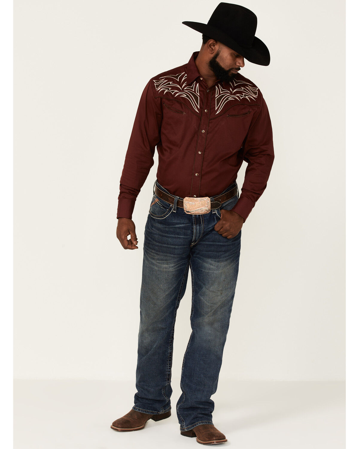 mens maroon western shirt