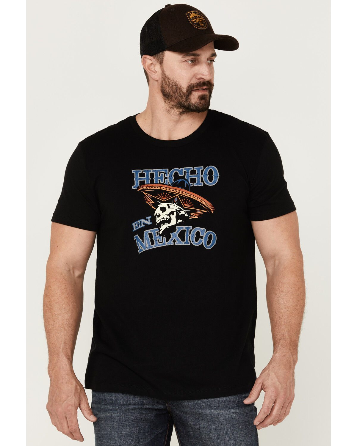 Image #1 - Moonshine Spirit Men's Hecho En Mexico Skull Graphic Short Sleeve T-Shirt, Black, hi-res
