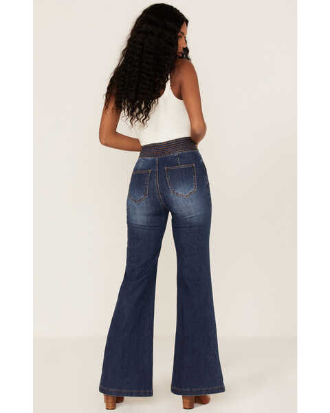 Image #3 - Flying Tomato Women's Seam Front Flare Jeans, Blue, hi-res