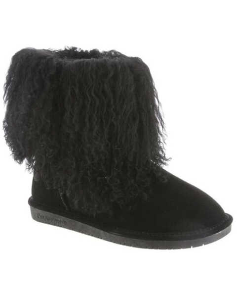 Bearpaw Women's Boo Casual Boots - Round Toe , Black, hi-res