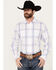 Image #1 - Resistol Men's Bozeman Ombre Plaid Print Long Sleeve Button Down Western Shirt, Blue/white, hi-res