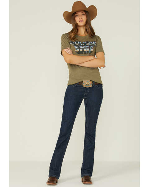 Image #4 - Ranch Dress'n Women's Cowgirl Graphic Tee, Olive, hi-res