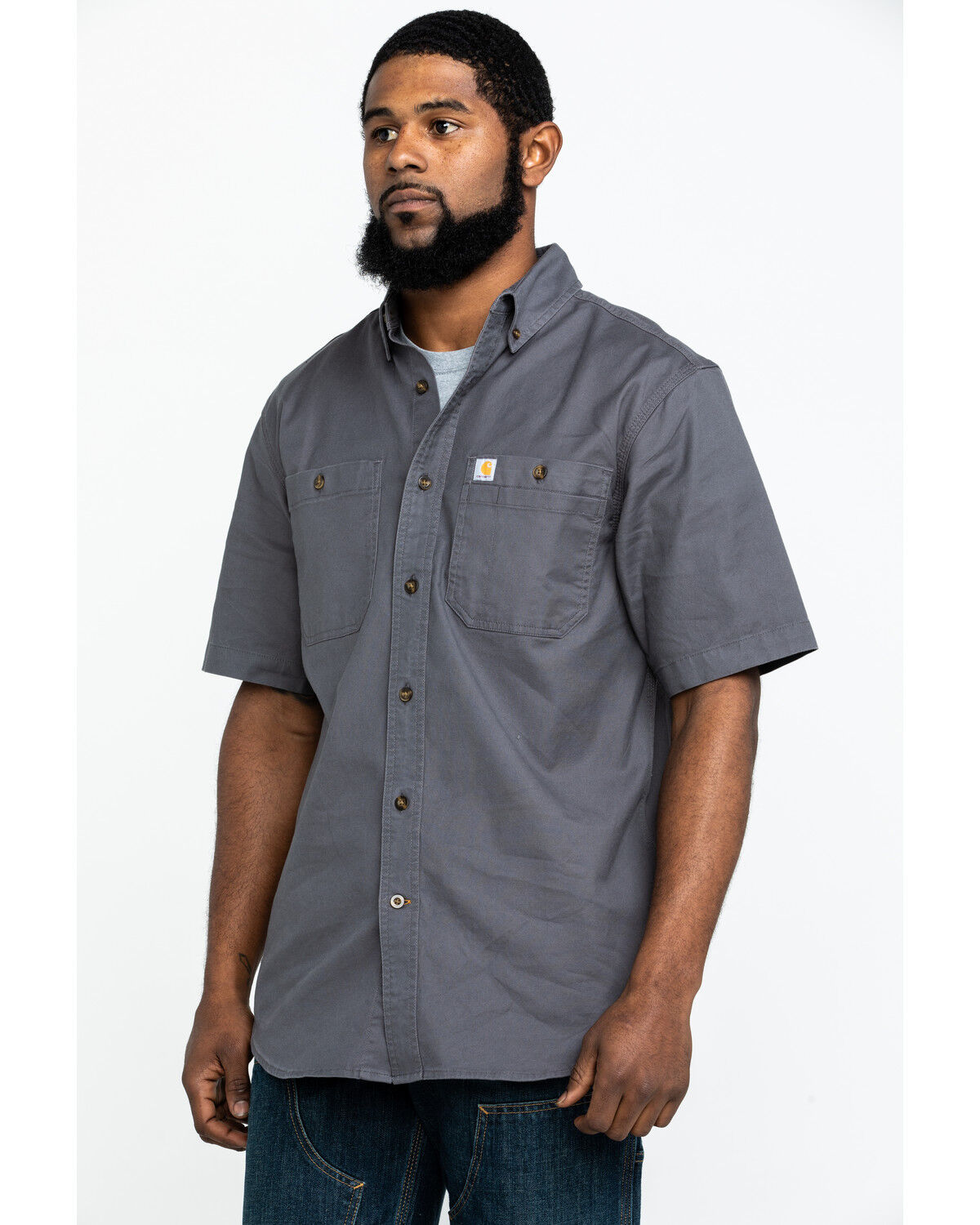 Image #3 - Carhartt Men's Rugged Flex Rigby Short Sleeve Work Shirt, Charcoal, hi-res