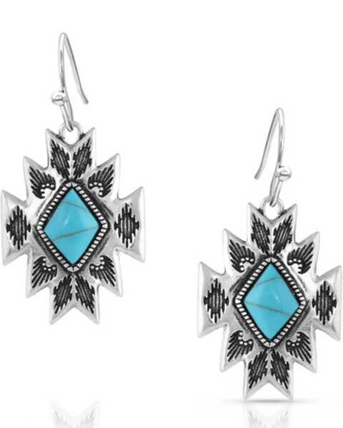Montana Silversmiths Women's Turquoise Star Pendant Earrings, Silver, hi-res
