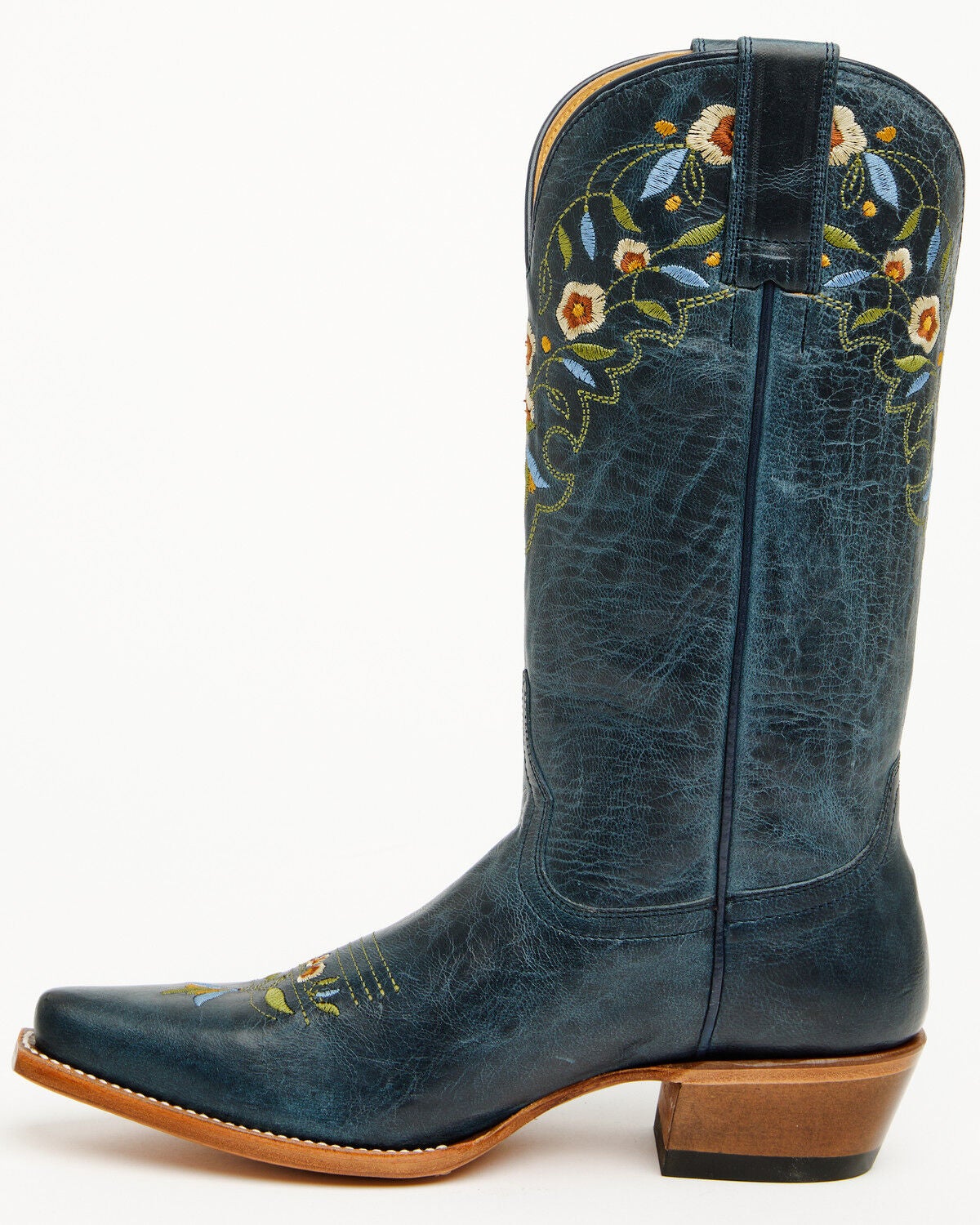 Image #3 - Shyanne Women's Stephanie Floral Western Boots - Snip Toe, Navy, hi-res