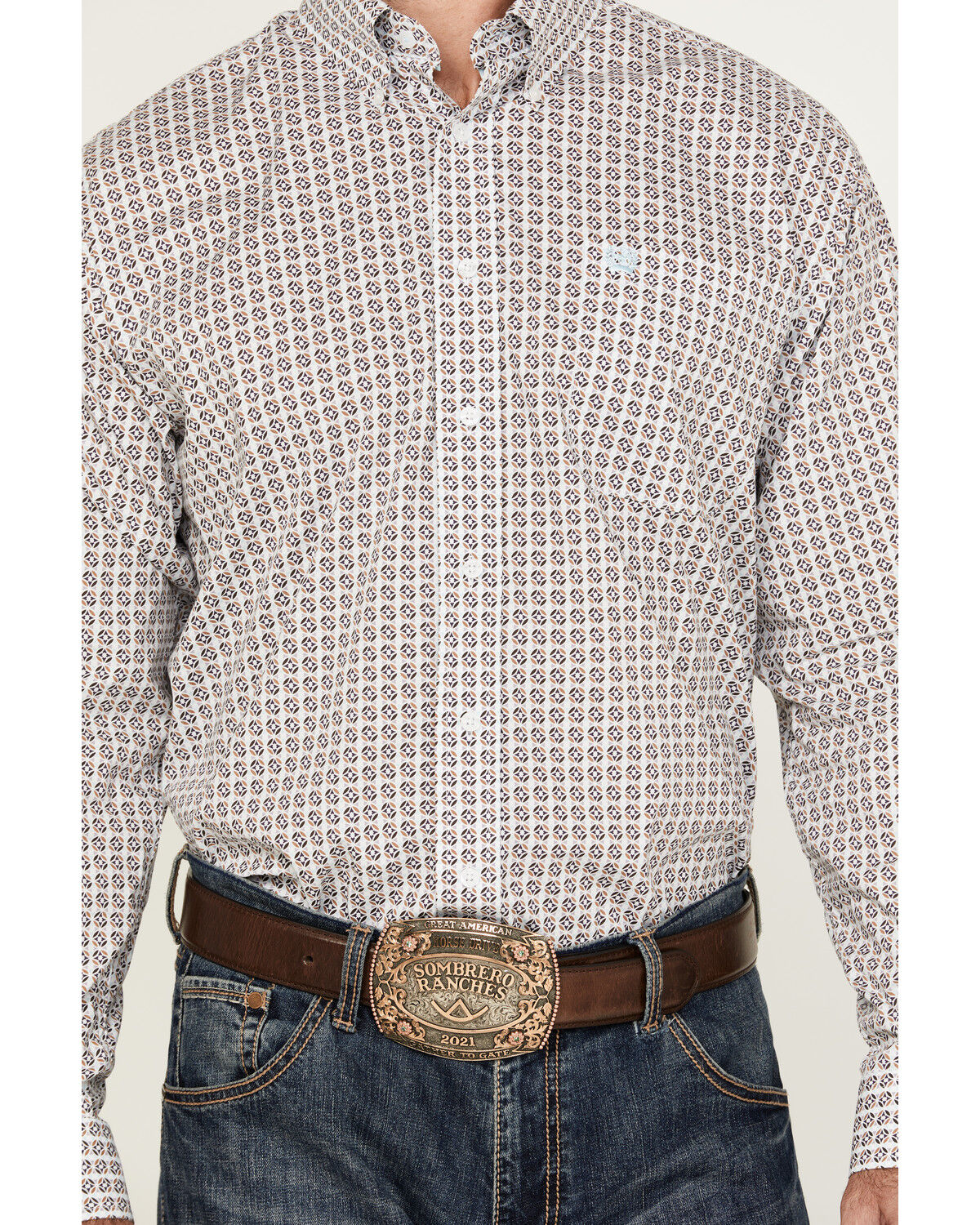 Image #3 - Cinch Men's Geo Print Long Sleeve Button-Down Stretch Western Shirt, White, hi-res