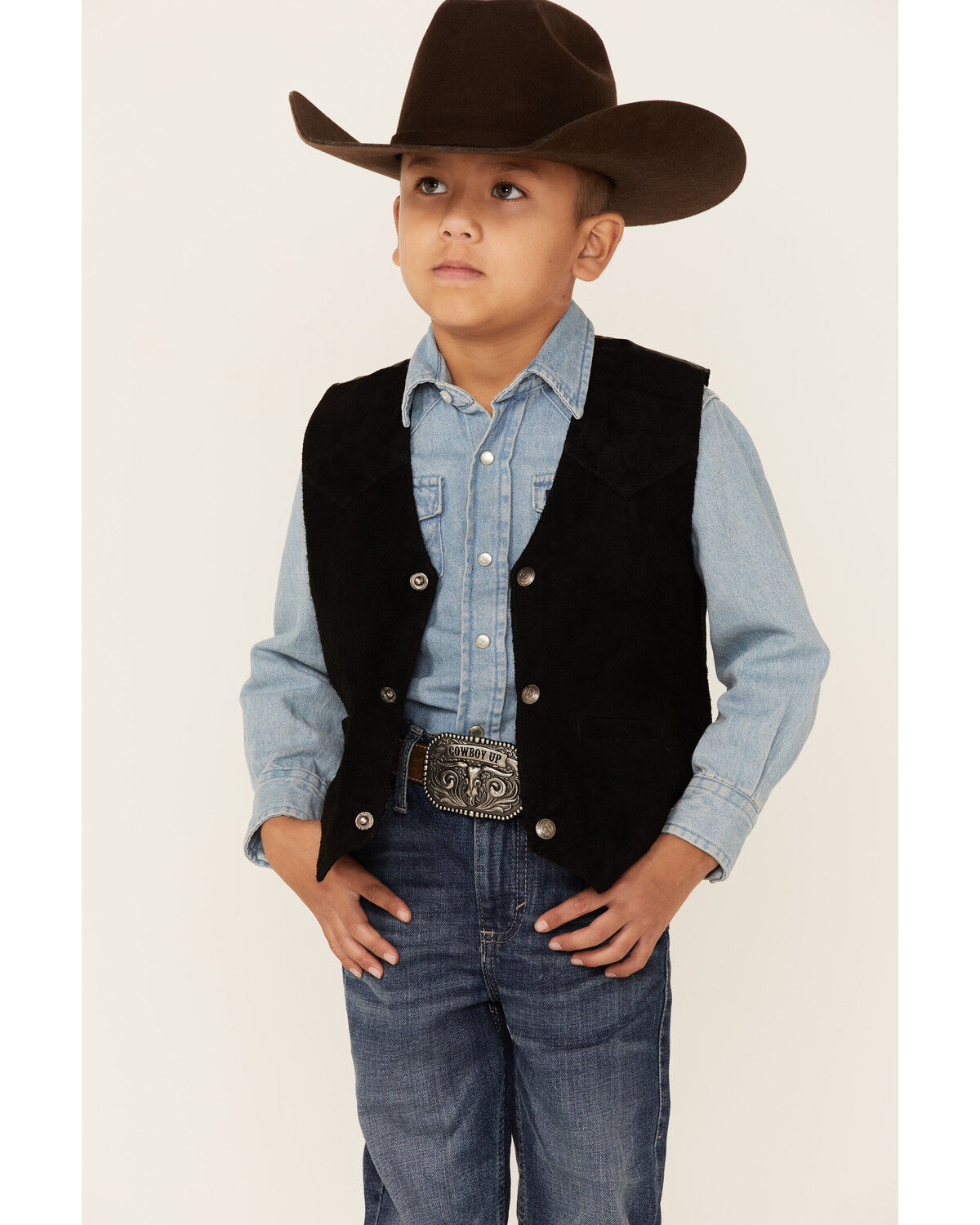 Image #1 - Scully Boys' Boar Suede Vest, Black, hi-res