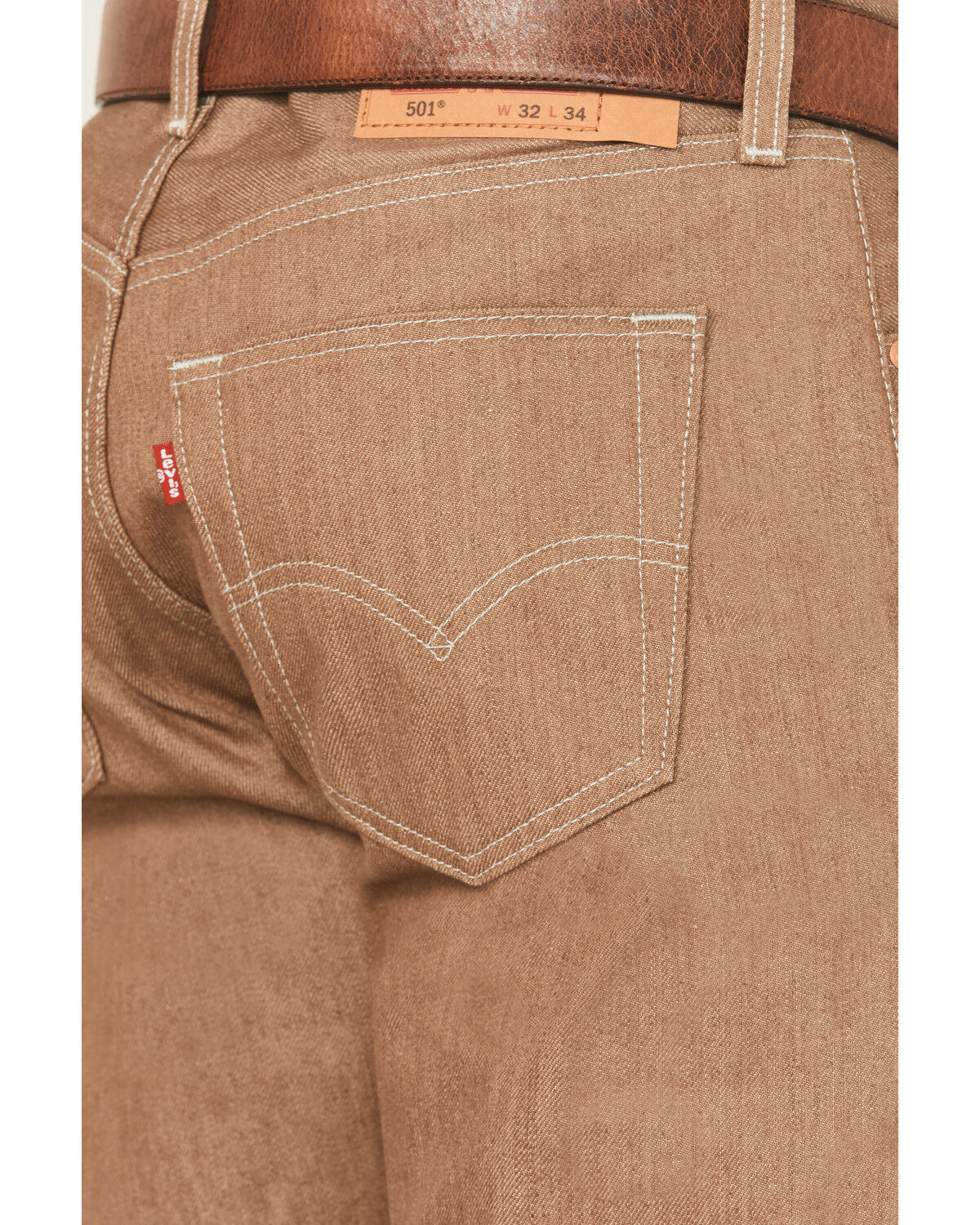 Image #4 - Levi's Men's 501® Original Shrink-To-Fit™ Straight Rigid Denim Jeans, Beige, hi-res