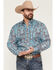 Image #1 - Stetson Men's Paisley Print Long Sleeve Snap Western Shirt, Blue, hi-res