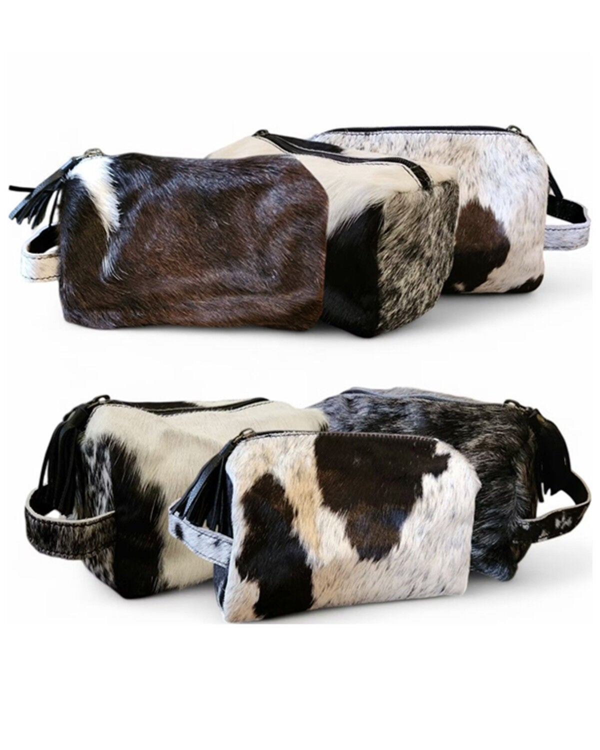 Image #2 - Ranch Junkie Women's Highlands Cowhide Cosmetic Bag, Black/white, hi-res