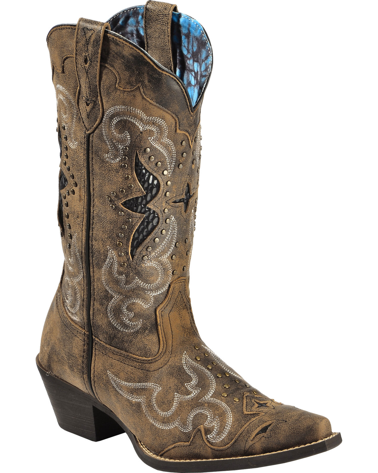 Laredo Women s Lucretia Studded Snake Inlay Western Boots Snip