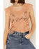 Image #3 - Rock & Roll Denim Women's Paisley Lace Sleeveless Tank, Peach, hi-res