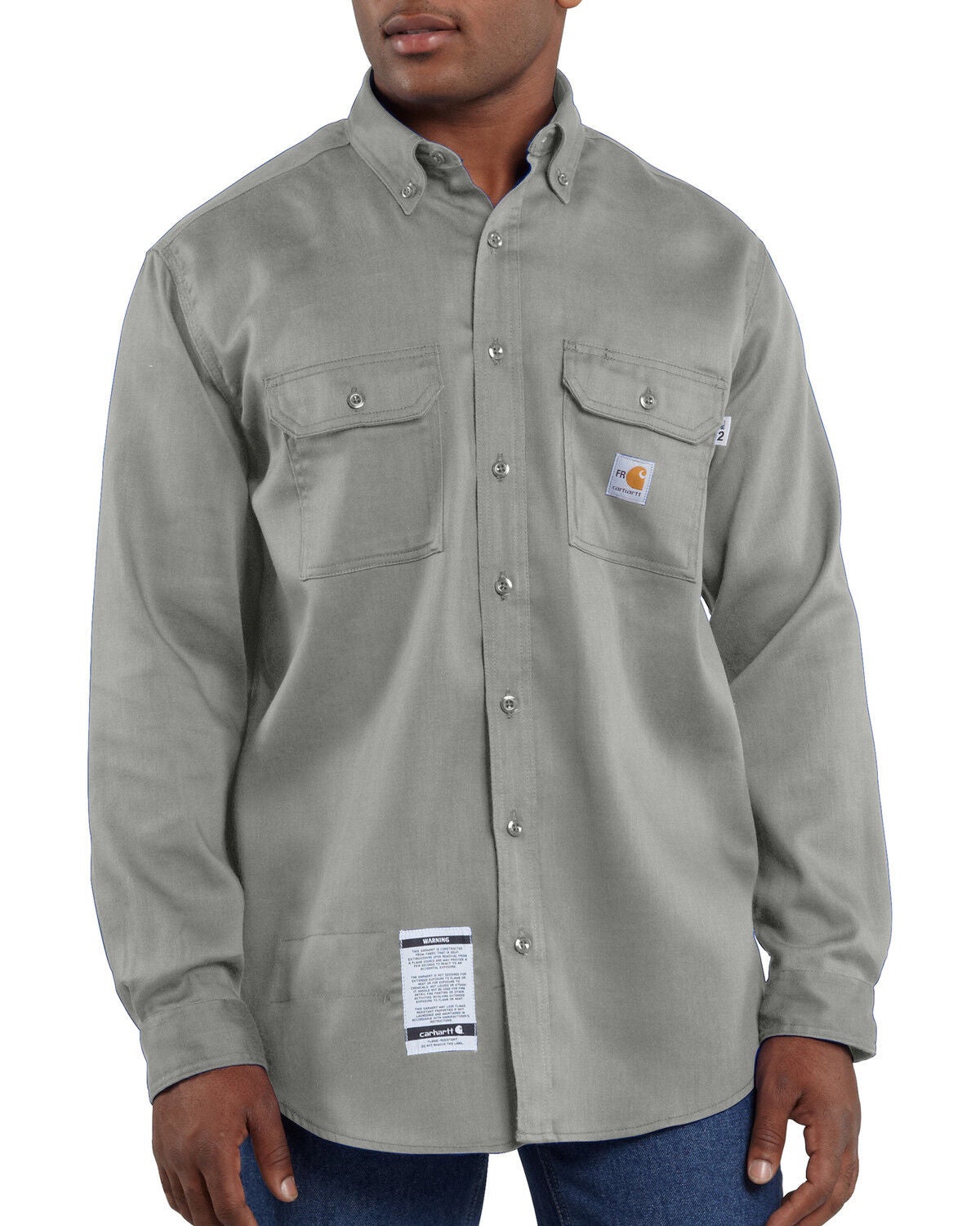 Image #2 - Carhartt Men's FR Work-Dry&reg; Twill Long Sleeve Shirt - Big & Tall, Grey, hi-res