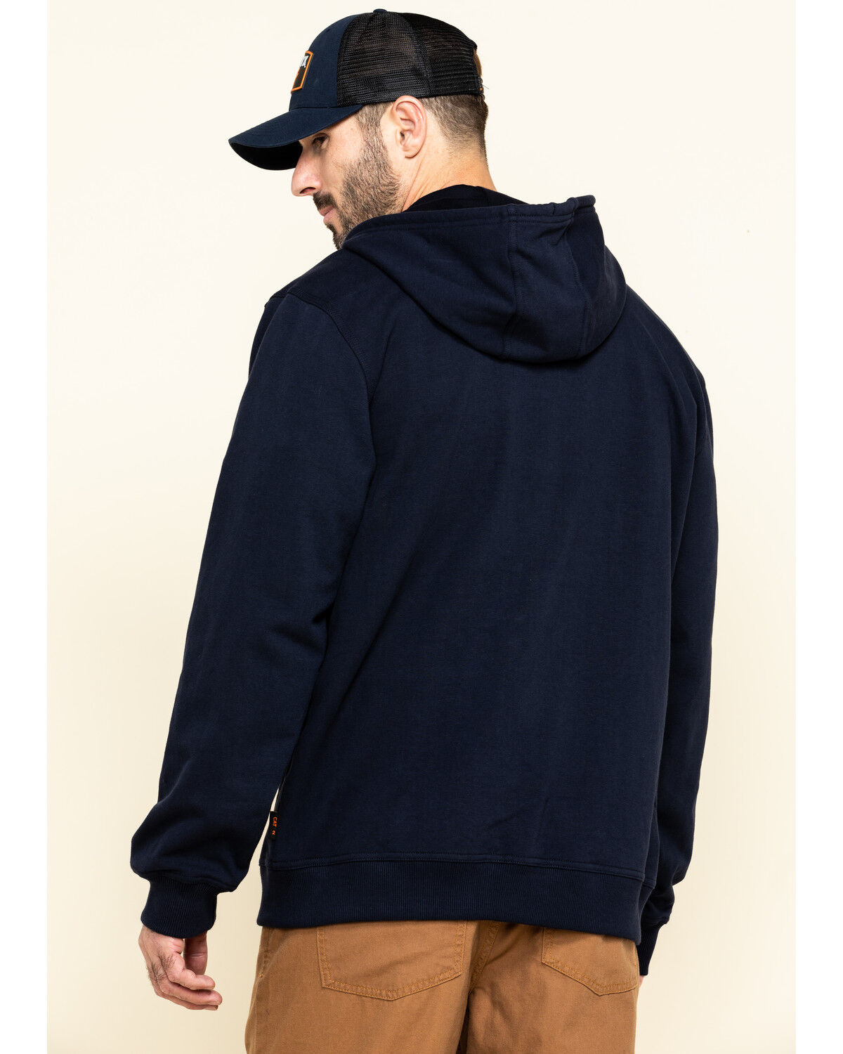 Image #2 - Hawx Men's FR Zip Up Fleece Hooded Work Hoodie, Navy, hi-res
