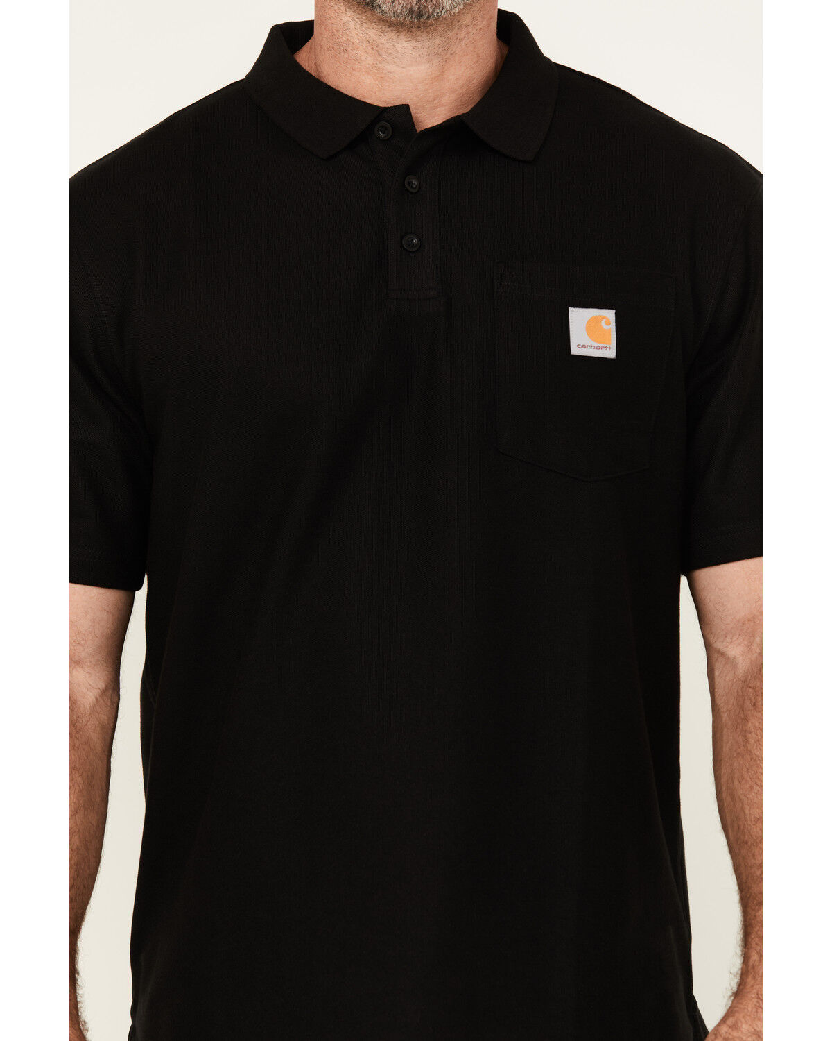Image #3 - Carhartt Men's Loose Fit Midweight Short Sleeve Button-Down Polo Shirt, Black, hi-res