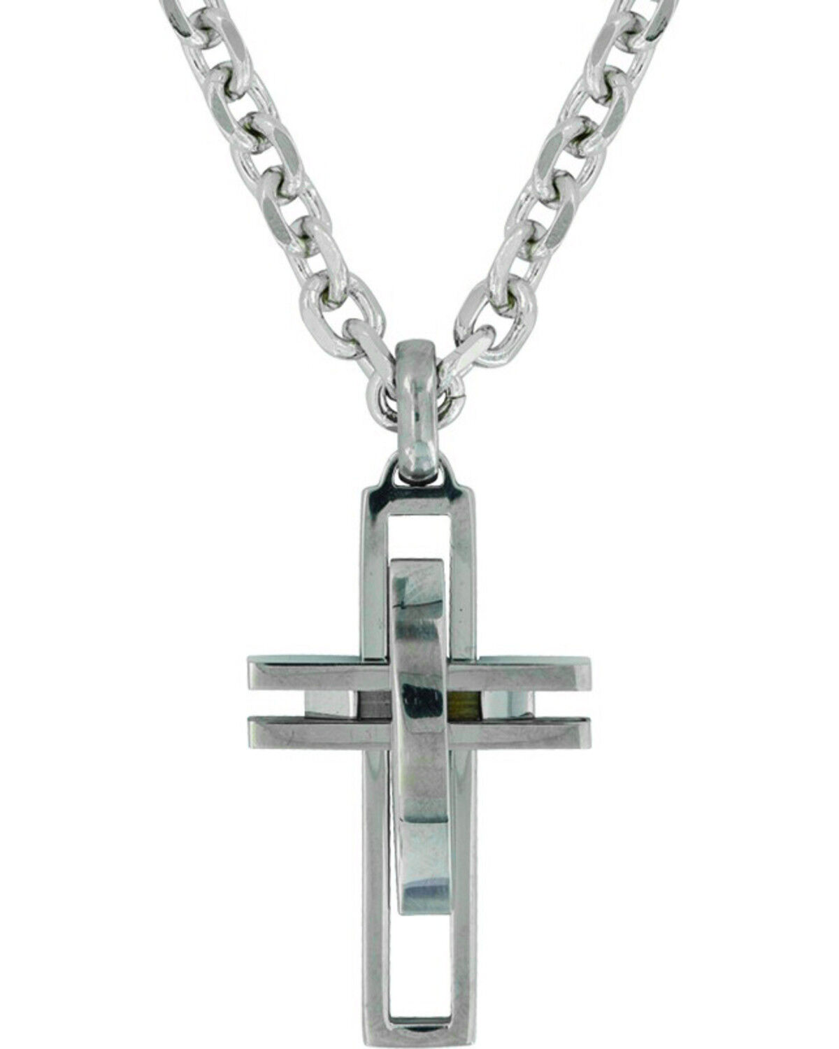 Image #2 - Montana Silversmiths Men's Modern Art Cross Necklace, Silver, hi-res