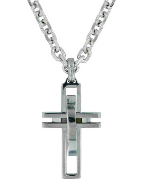 Image #2 - Montana Silversmiths Men's Modern Art Cross Necklace , Silver, hi-res