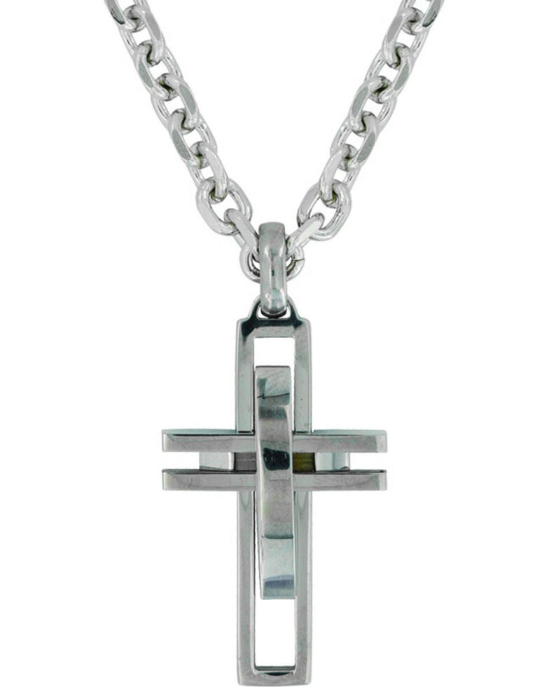 Montana Silversmiths Modern Art Cross Necklace , Silver, hi-res
