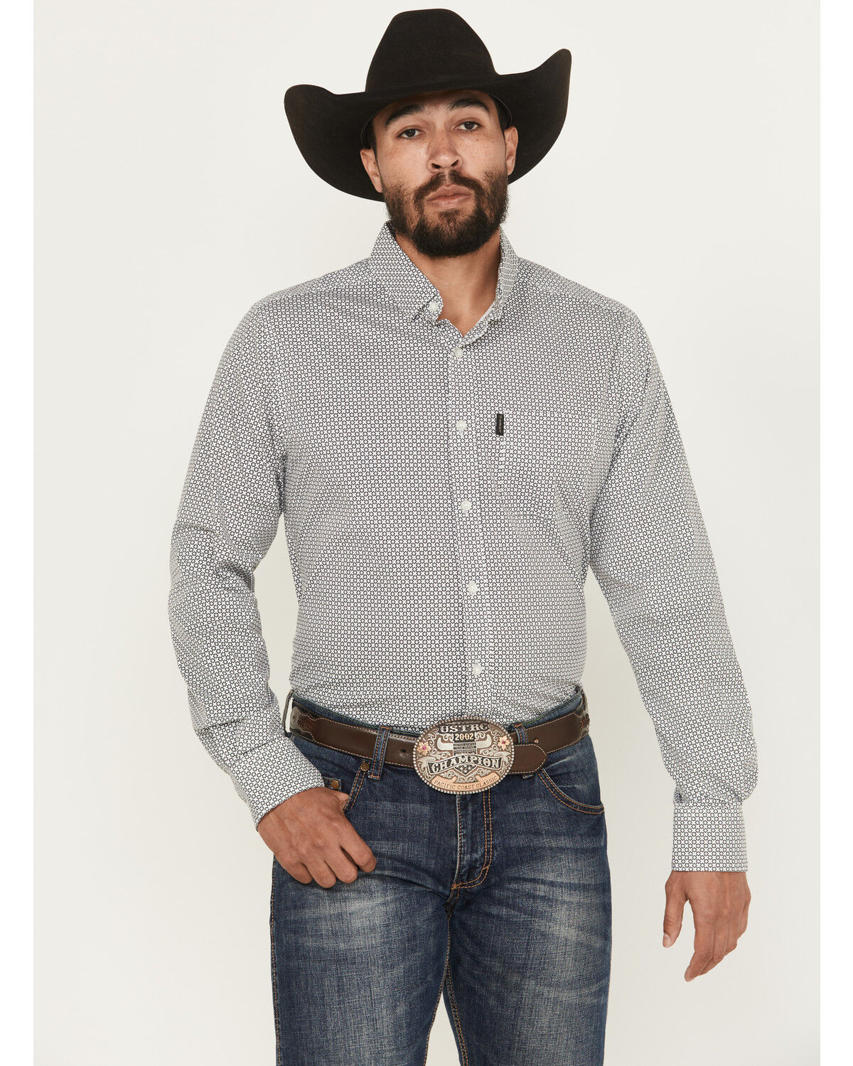 Image #1 - Ariat Men's Meyer Floral Print Long Sleeve Button-Down Western Shirt, White, hi-res