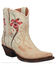 Image #1 - Dan Post Women's Rustic Flower Embroidery Western Booties - Snip Toe , Off White, hi-res