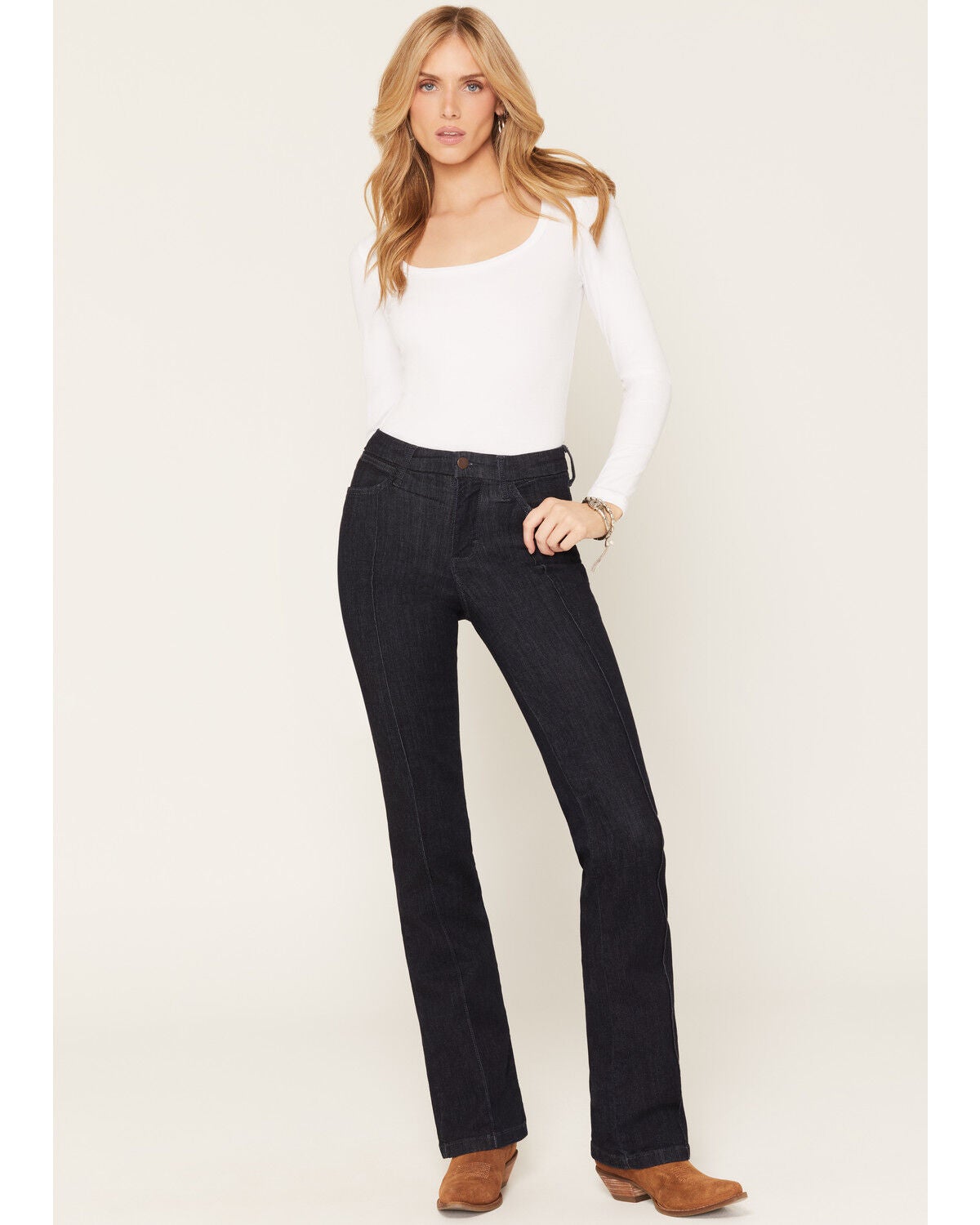 Wrangler Women's Camryn Dark Wash High Rise Bespoke Bootcut Stretch Denim Jeans, Dark Wash, hi-res
