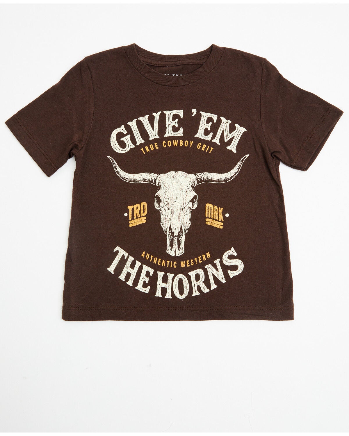 Image #1 - Cody James Toddler Boys' Give 'Em Horns Short Sleeve Graphic T-Shirt, Dark Brown, hi-res