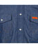 Image #4 - Wrangler Men's FR Long Sleeve Snap Western Work Shirt - Tall, Blue, hi-res