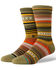 Image #1 - Stance Men's Curren Crew Socks, Dark Green, hi-res