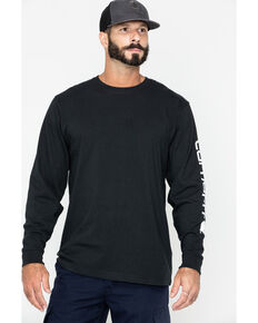 Carhartt Men's Signature Logo Sleeve Knit Work T-Shirt - Big & Tall, Black, hi-res
