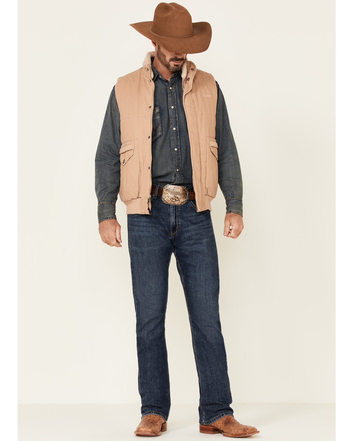 Image #2 - Powder River Outfitters Men's Tan CC Brushed Canvas Storm-Flap Vest, Tan, hi-res