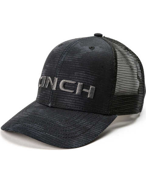 Cinch Men's Embroidered Logo Mesh Trucker Cap, Black, hi-res