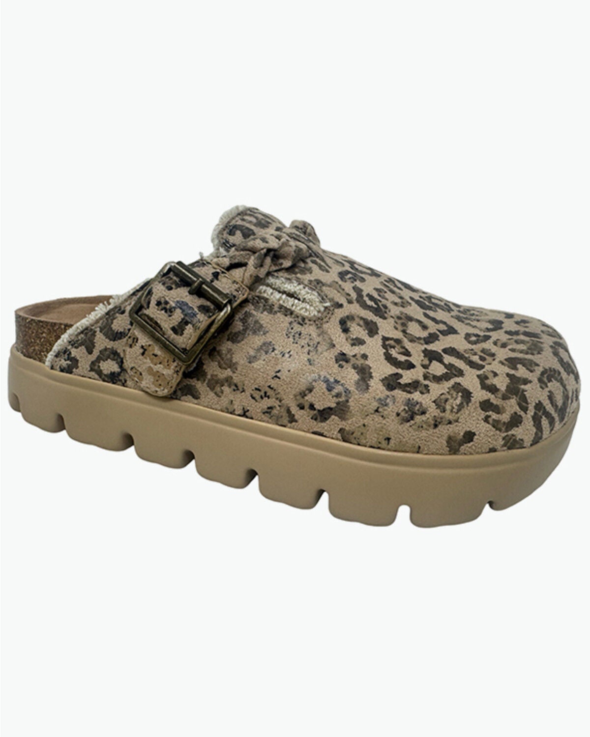 Very G Women's Cali Leopard Print Platform Clog Shoes, Taupe, hi-res