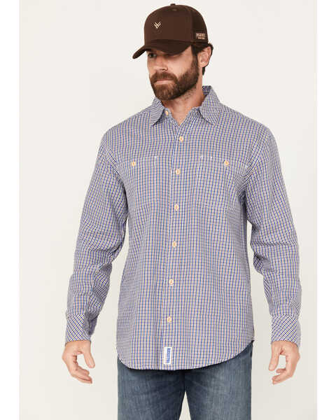 Resistol Men's Dalles Plaid Long Sleeve Button Down Western Shirt, Blue, hi-res
